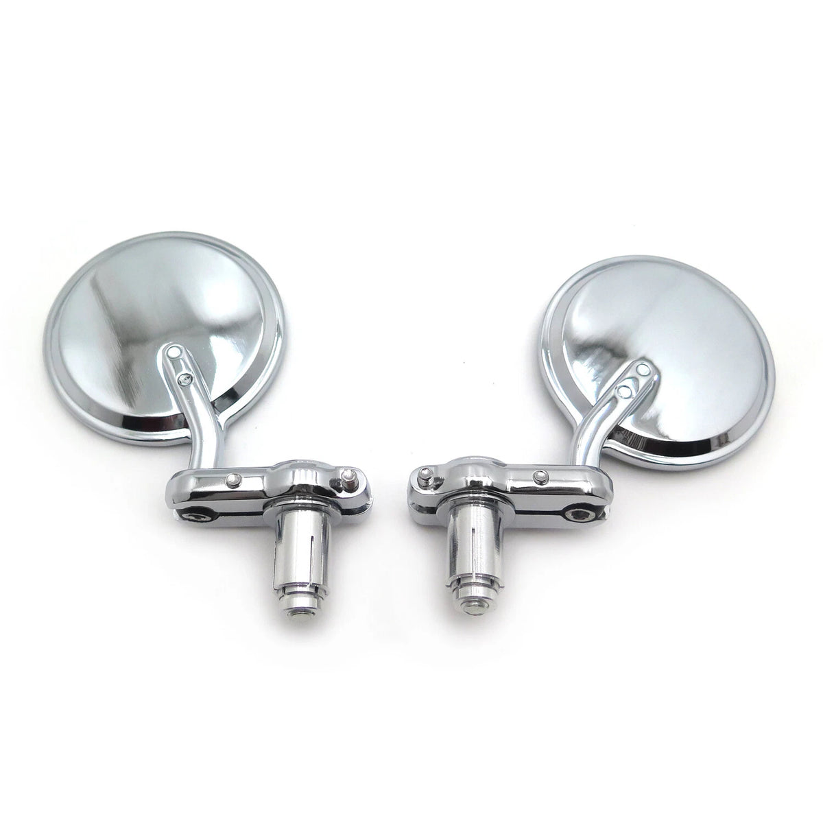 Pair Chrome Round 7/8" Handle Bar End Side Mirrors for Universal Motorcycle