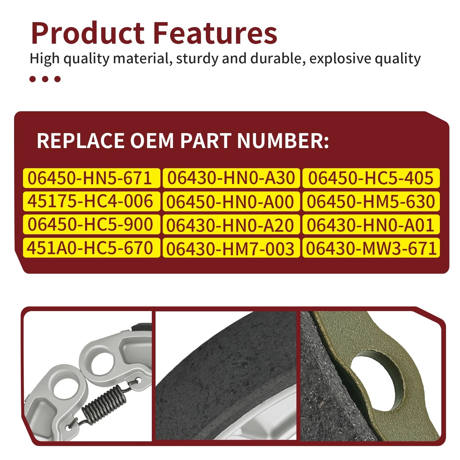 Brake Shoes Kit for Honda Rancher 400 TRX400FA/FGA (2004–2007)