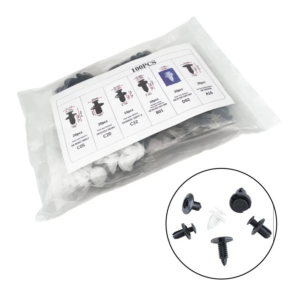 100 Pcs Nylon Bumper Rivet Set for Cars