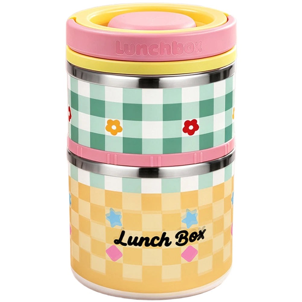 Two Layer Lunch Box 590ml + 360ml + 50ml, 304 SS Material