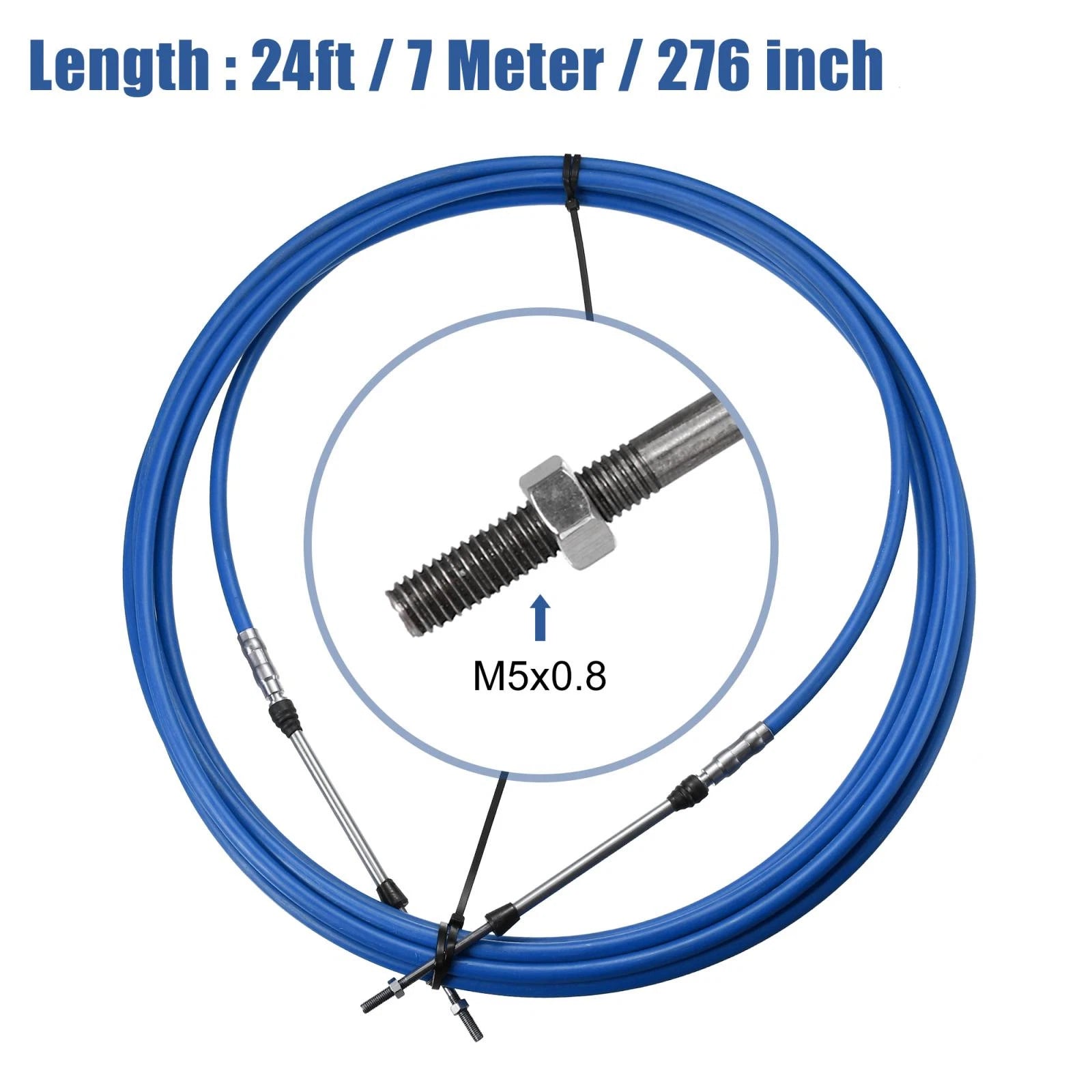 2pcs Shift Remote Control Box Cable for Yamaha (Marine, 24ft, 276 Inch)