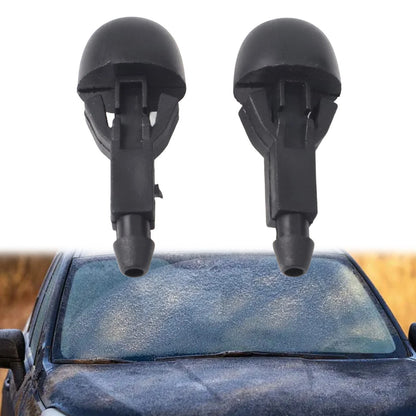 2X Cleaning Nozzle for Front Windscreen Washer Jet (ABS, Black)