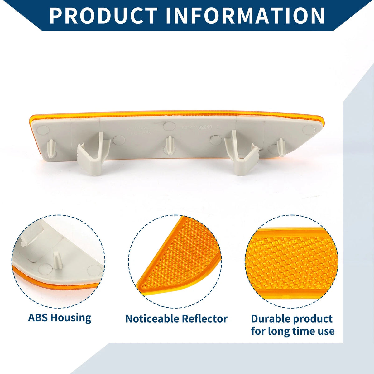 Bumper Reflector No.63147162219 for BMW X3 (2007–2010) Yellow Front Left