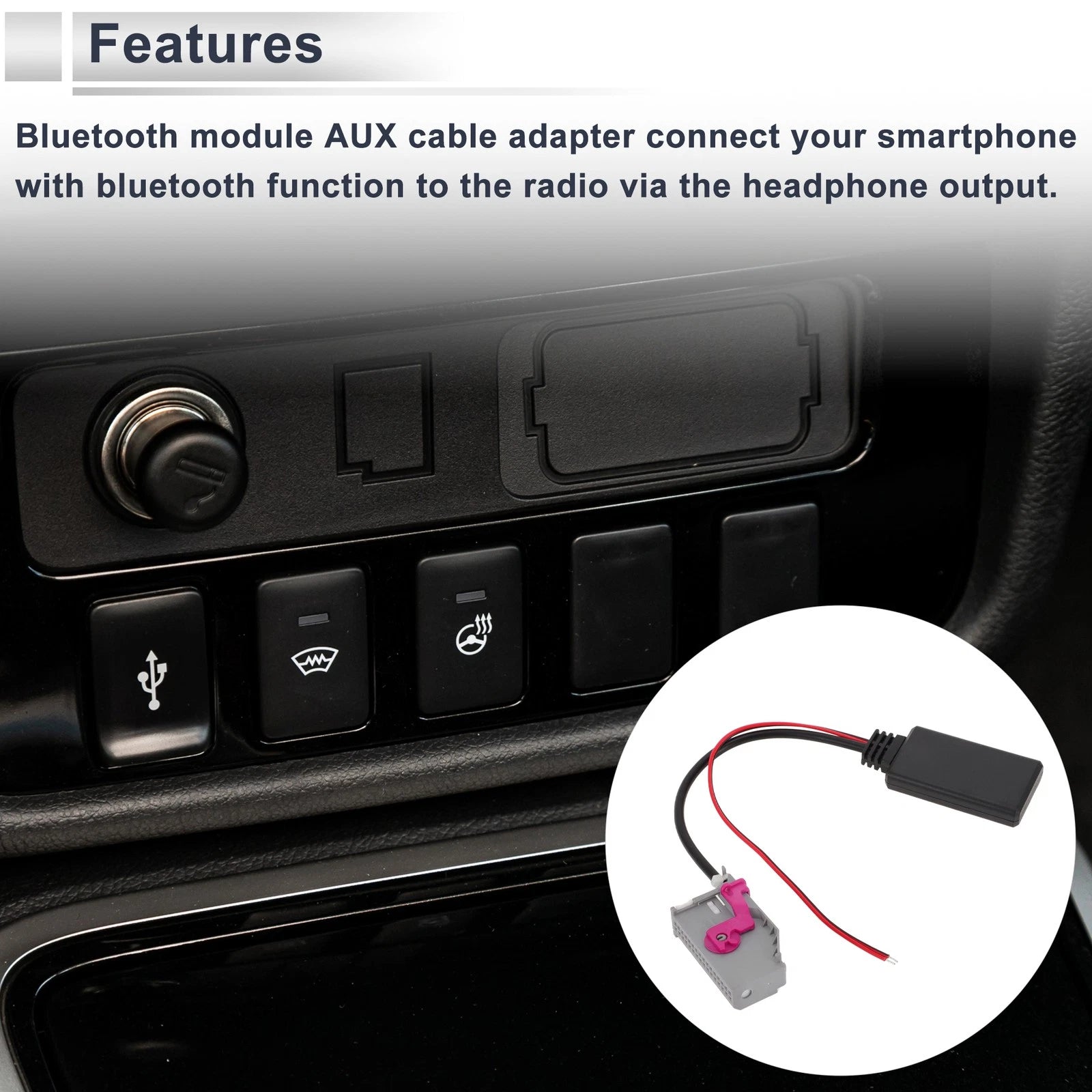 Bluetooth AUX Radio Harness Adapter Music Cable for Audi A3 (2012–2019)