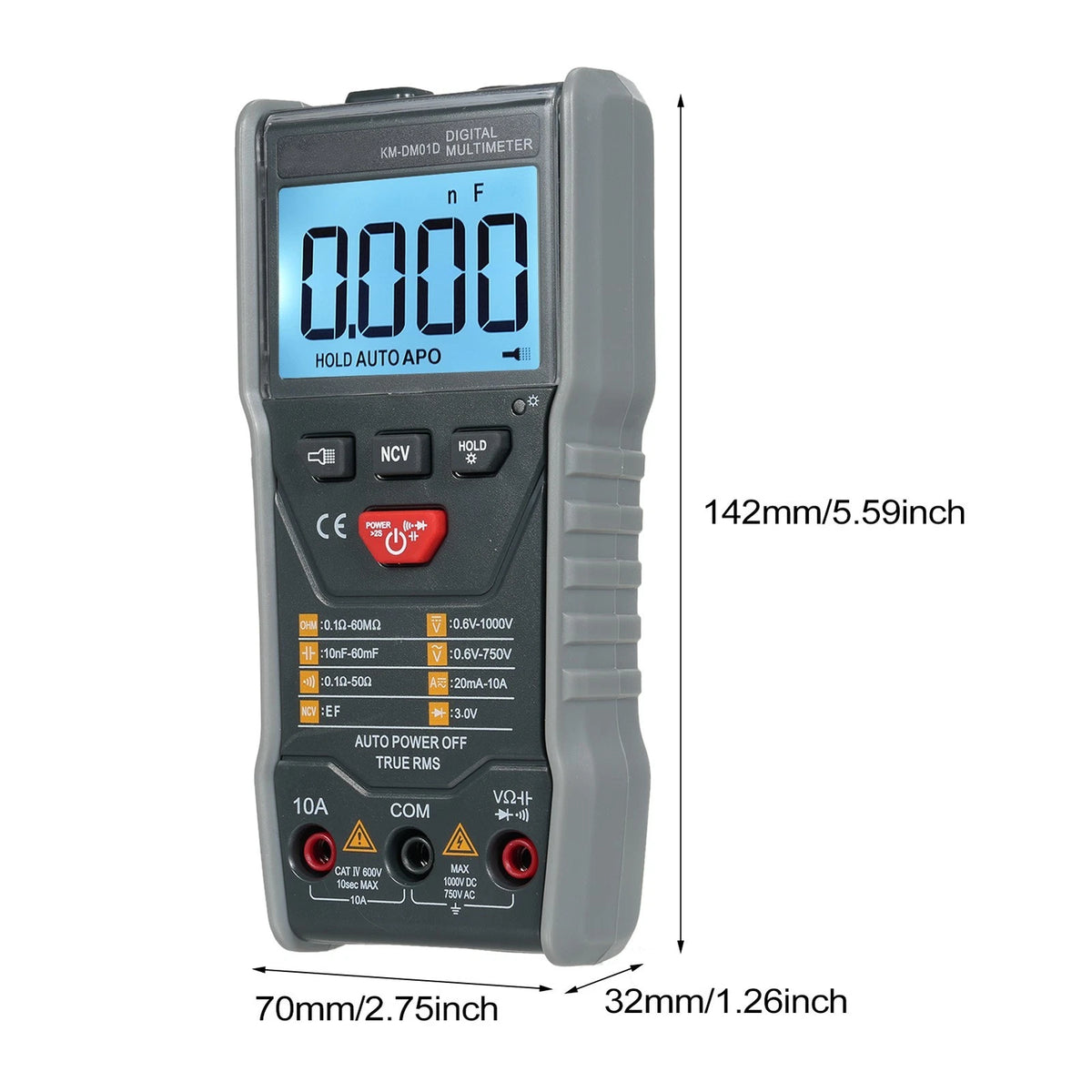 Digital Multimeter KM-DM01D 6000 Counts True RMS for Field and Lab Use