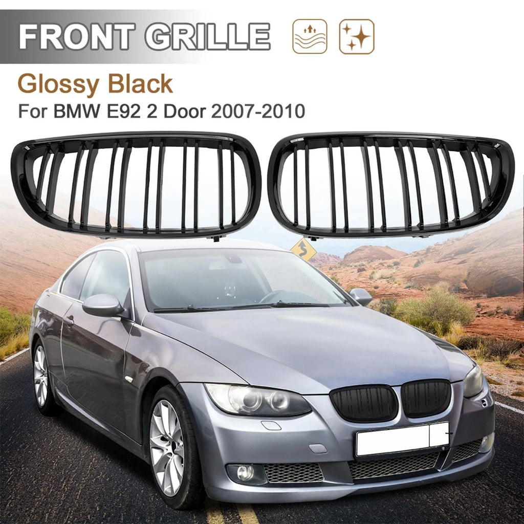 Gloss Black Front Kidney Grille for BMW E92 3 Series (2007–2010)