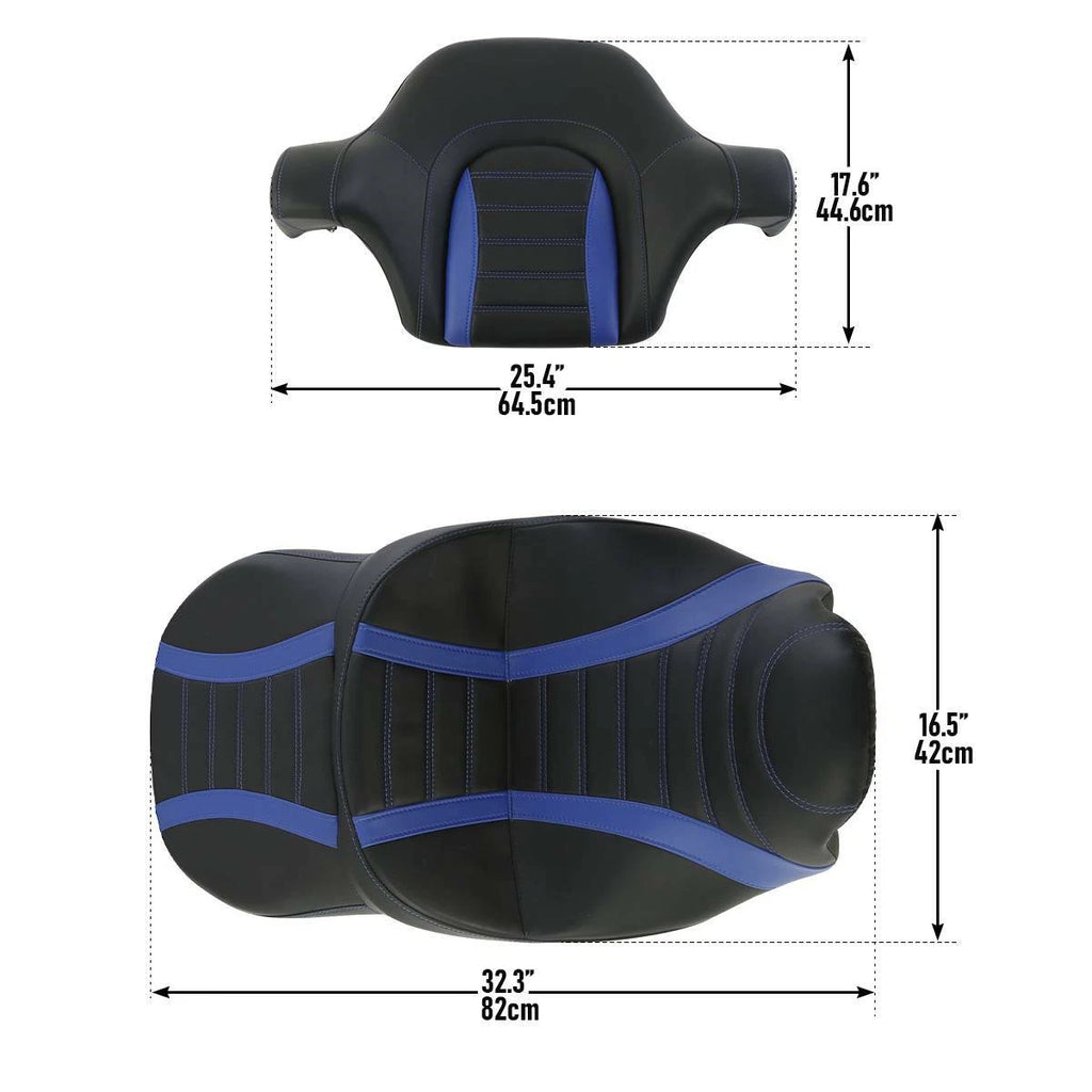 Seat Backrest for Harley Touring Glide (2014–2023) Black Blue