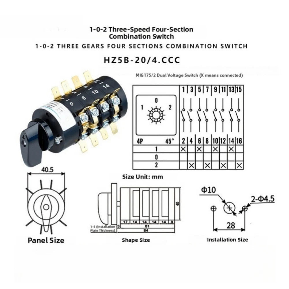 Rotary Combination Switch HZ5B-20/4.CCC for AC380V (3 Position 4 Section)