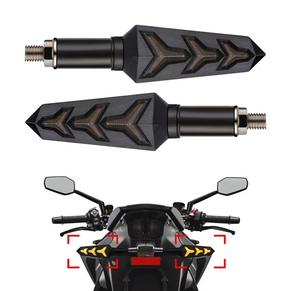 1 Pair Sequential Motorcycle LED Turn Signal Amber Blinker Light Tail Brake Lamp