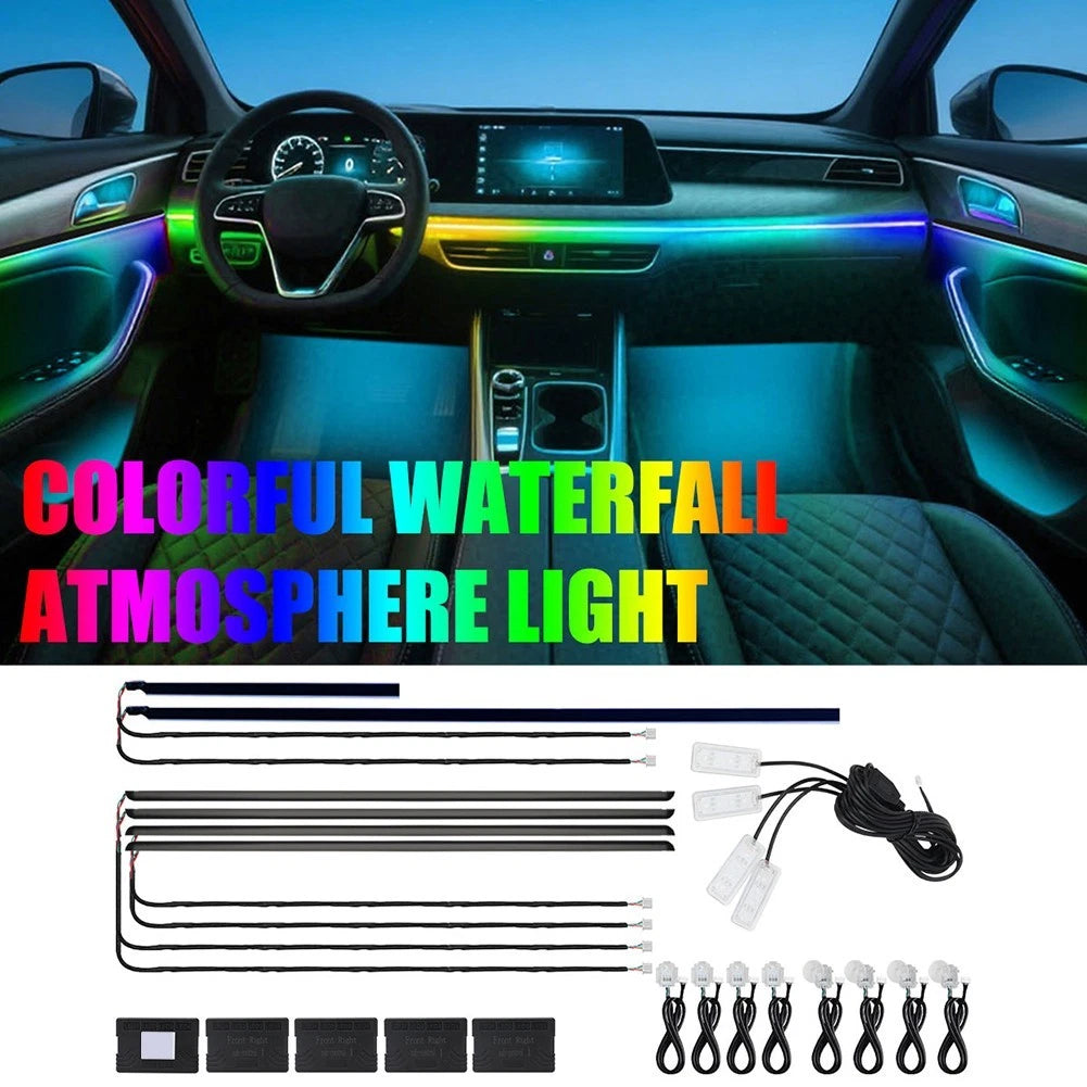 Car Interior Ambient Lighting Strip with Acrylic Fiber and 64 Color Selections