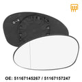 Heated Side Mirror Glass with Backing Left Replacement for BMW 335i (2007–2013)