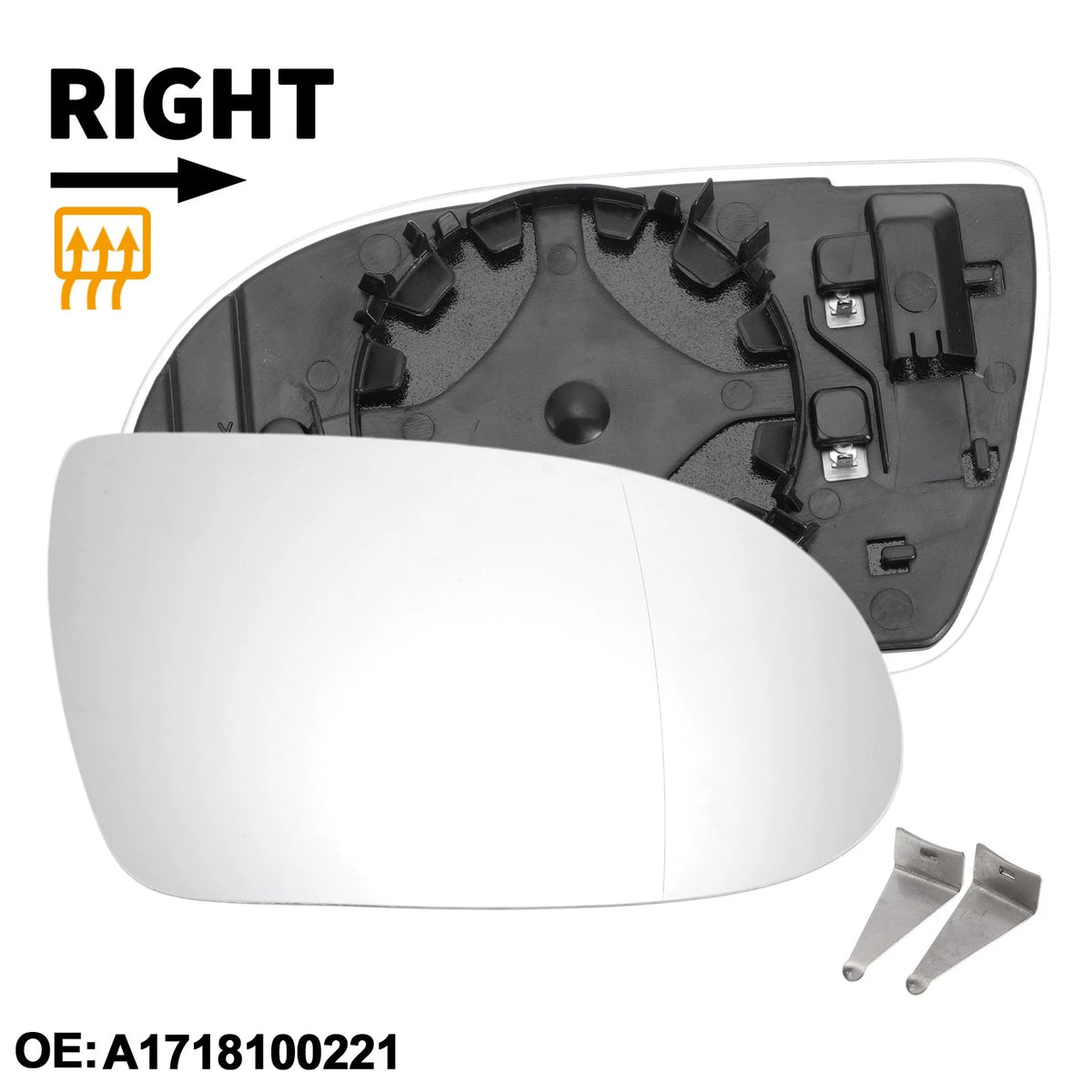 Heated Right Passenger Side Mirror Glass Replacement for Mercedes SL550 (2007–2011)