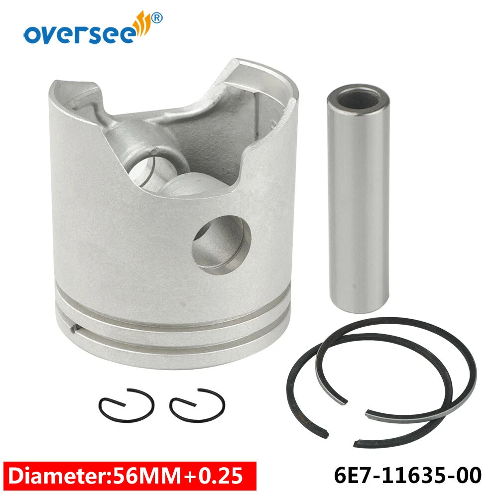 2X 6E7-11635 Oversize Piston & Ring for Yamaha Outboard 9.9 15HP (2T)