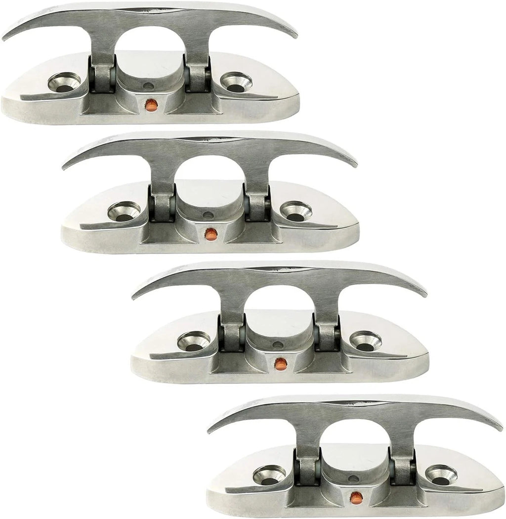 Set of 4 Folding Flip-up Cleats for Marine Boat Dock (Heavy Duty Stainless Steel)