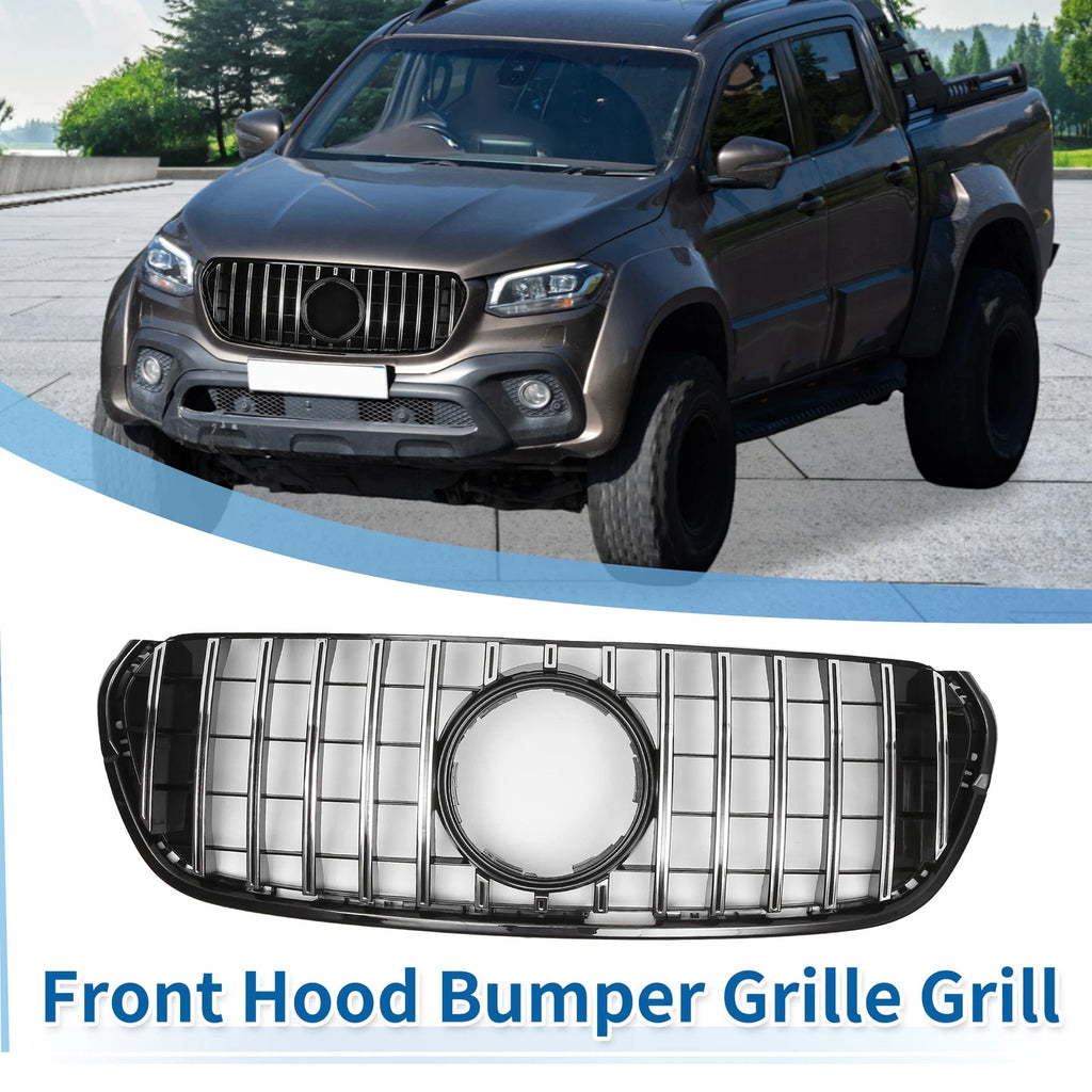 Front Upper Bumper Grille Grill for Mercedes-Benz X-Class Chrome Silver (2018–2022)