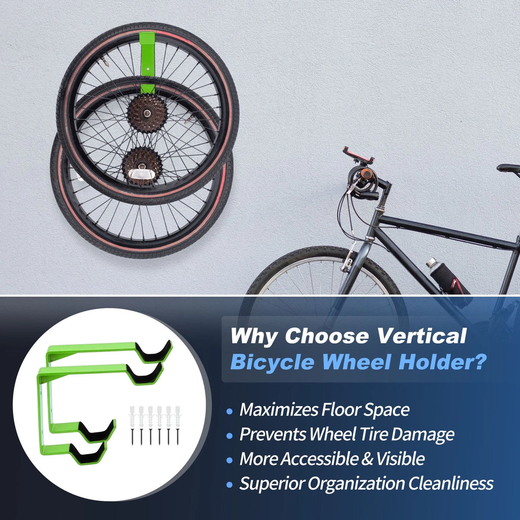 Bike Wheel Rack Wall Mount Set for Universal Fit (1990–2025)