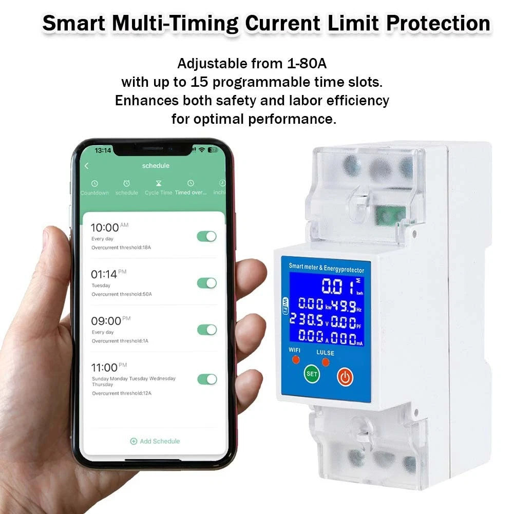 Smart Circuit Breaker 80A with Electricity Consumption Tracking