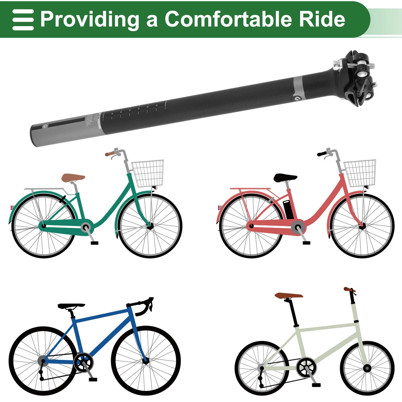 25.4mm Shock Absorbing Bike Seat Post for (350mm)