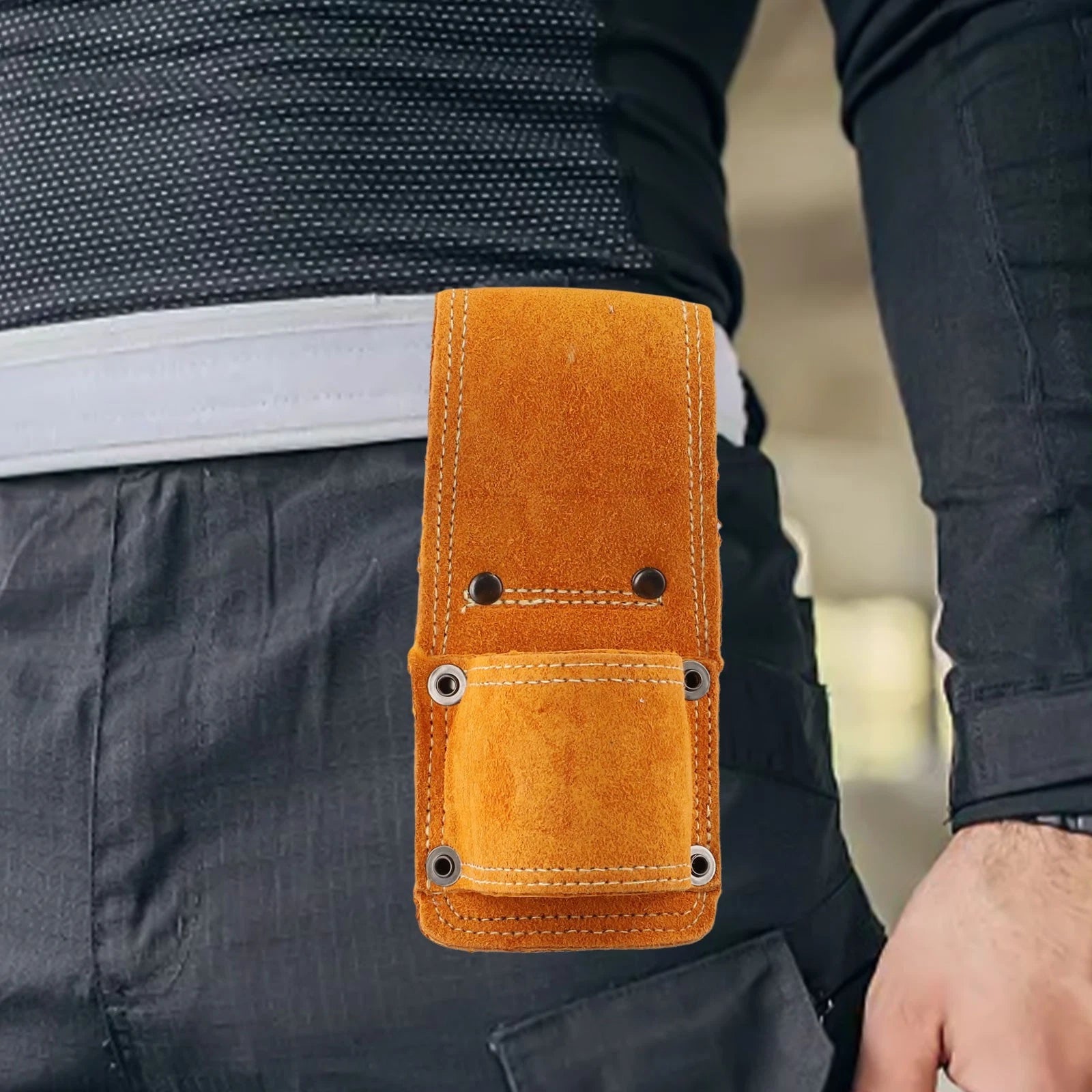 Cowhide Leather Tool Clip for Construction Workers and Carpenters