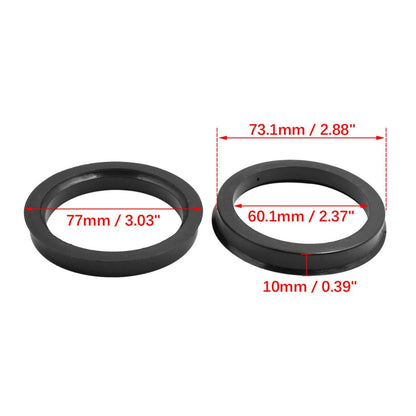 Set of 4 Hub Centric Rings for Car (73.1 to 60.1mm) Black Plastic