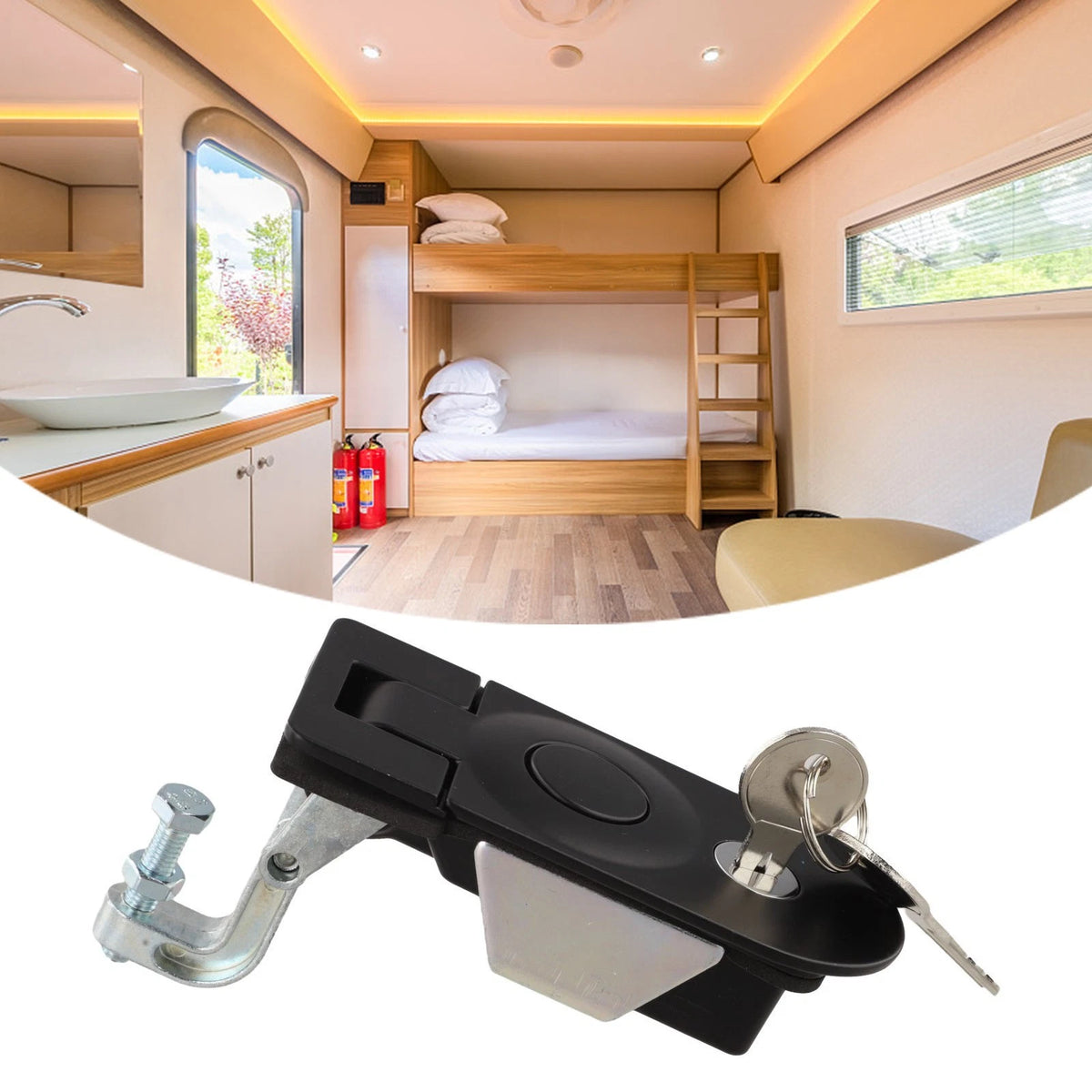 Camper Latch for Caravans (Compact Design, Easy Push Button)