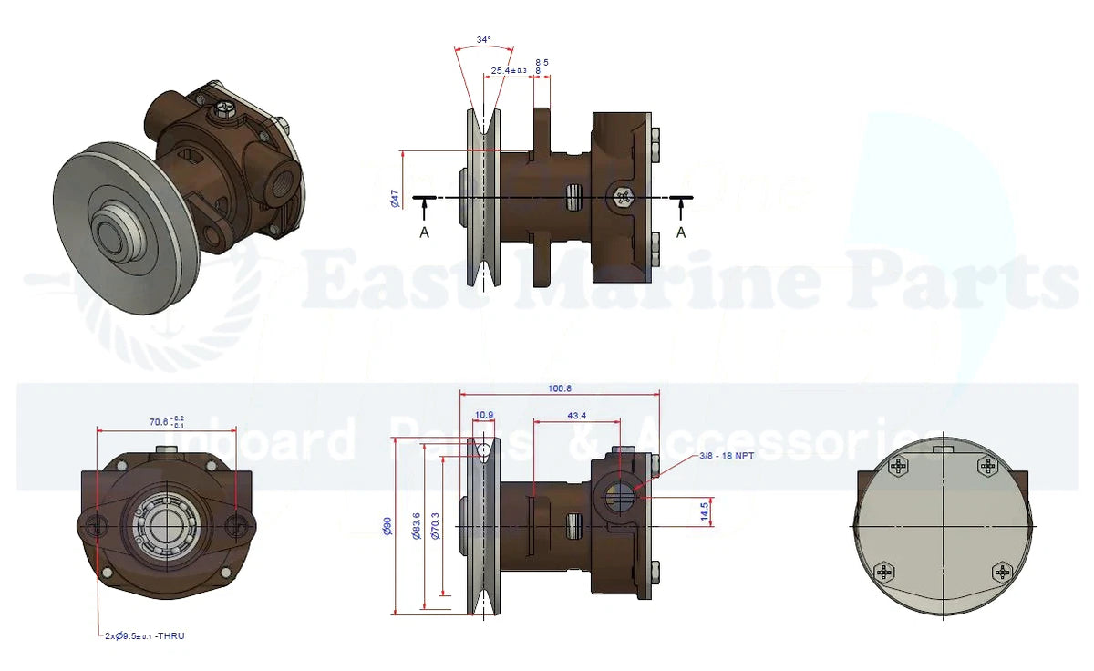 Engine Cooling Raw Water Pump for Kohler Generators Powered by Yanmar Engines