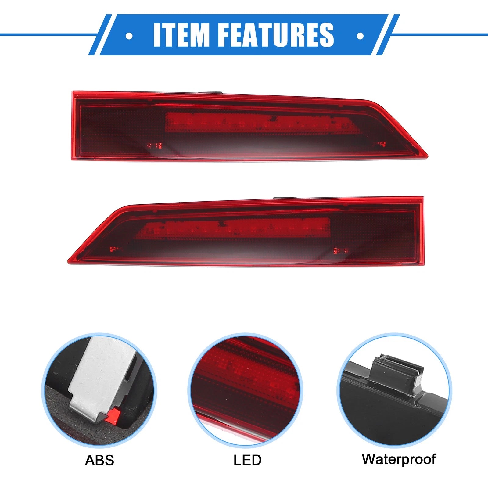 Pair Third Brake Light for Ford Transit Tourneo Custom (2012–Present) Red