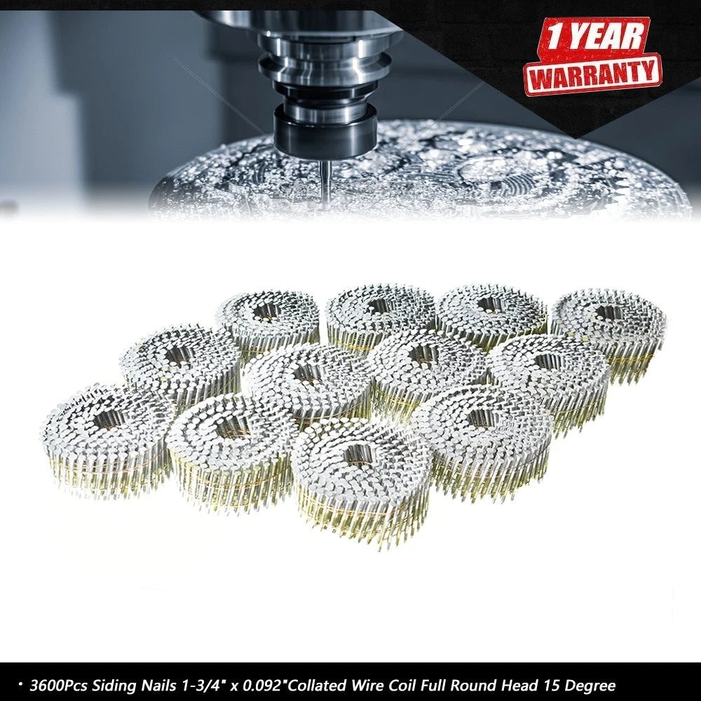 3600 Pcs Siding Nails 1-3/4" x 0.092" Full Round Head 15 Degree