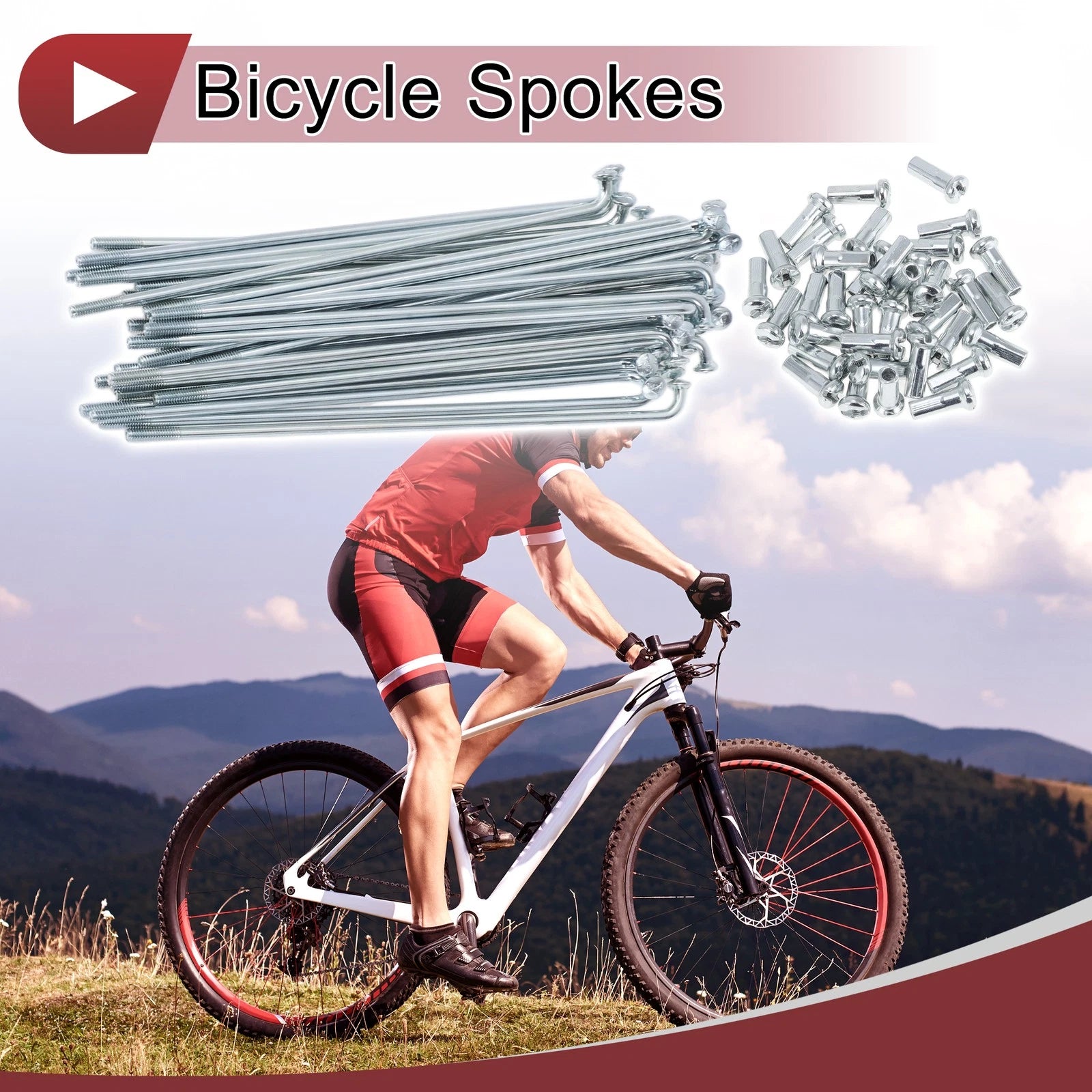 Bicycle Spokes Set 104mm Galvanized Carbon Steel for 13G Wheel (36 Pack)