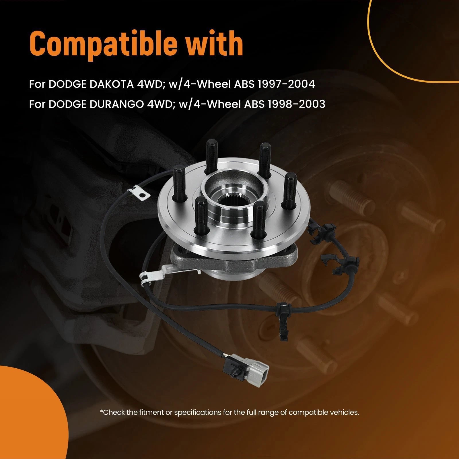Front Wheel Hub & Bearing Assembly for Dodge Durango (1998–2003) 4WD
