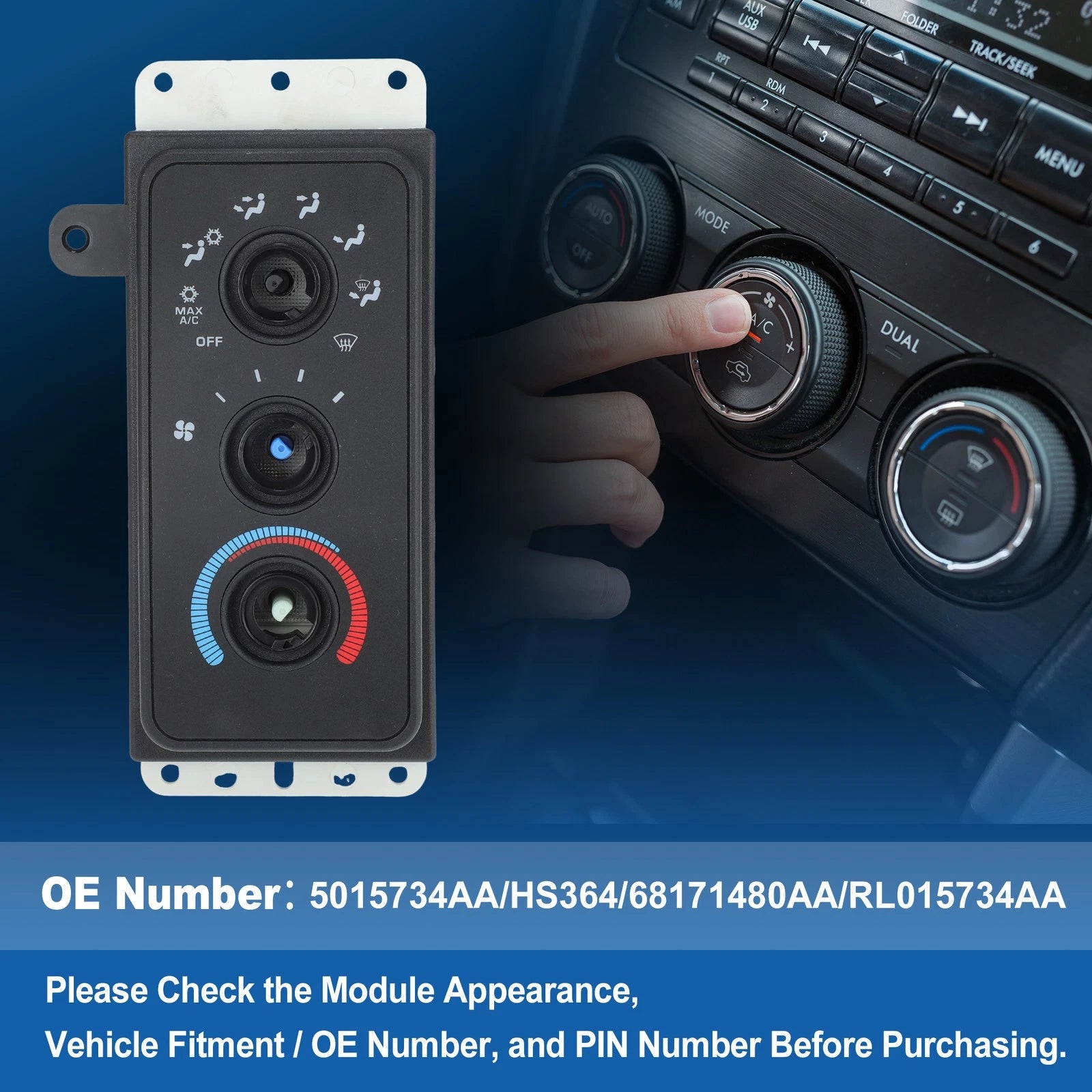 A/C Heater Climate Control Module Panel for Dodge Ram 2500 3500 (1999–2002)