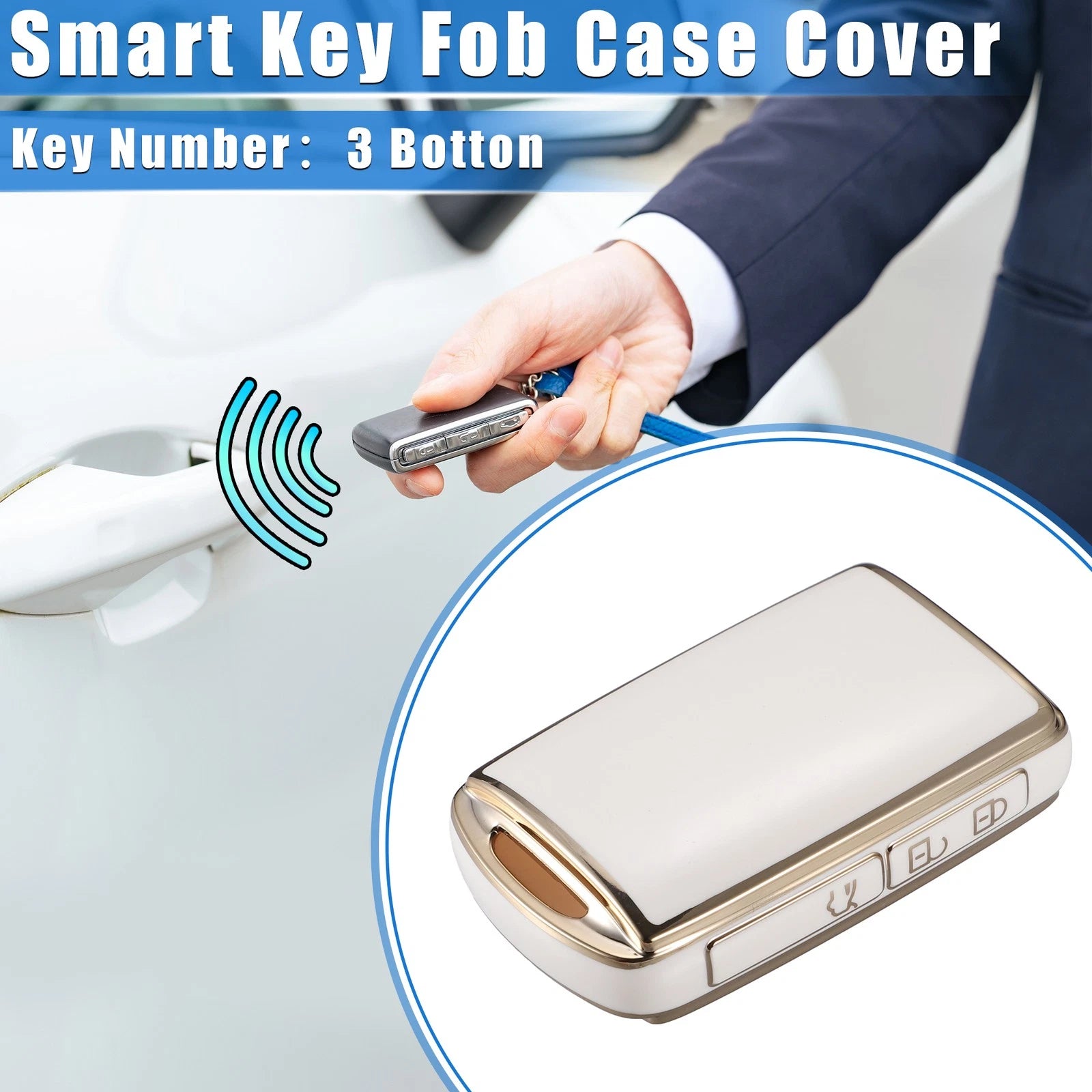 3 Button Remote Keyless Fob Cover Replacement for Mazda CX-5 CX-30 CX-9 (White) (2013–2021)