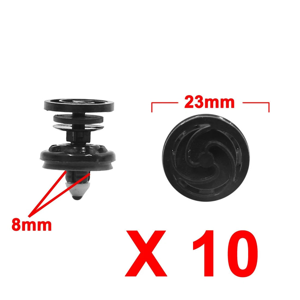 10PCS Plastic Rivet Clips 8mm Black Bumper Fastener for VW (1998–2024)