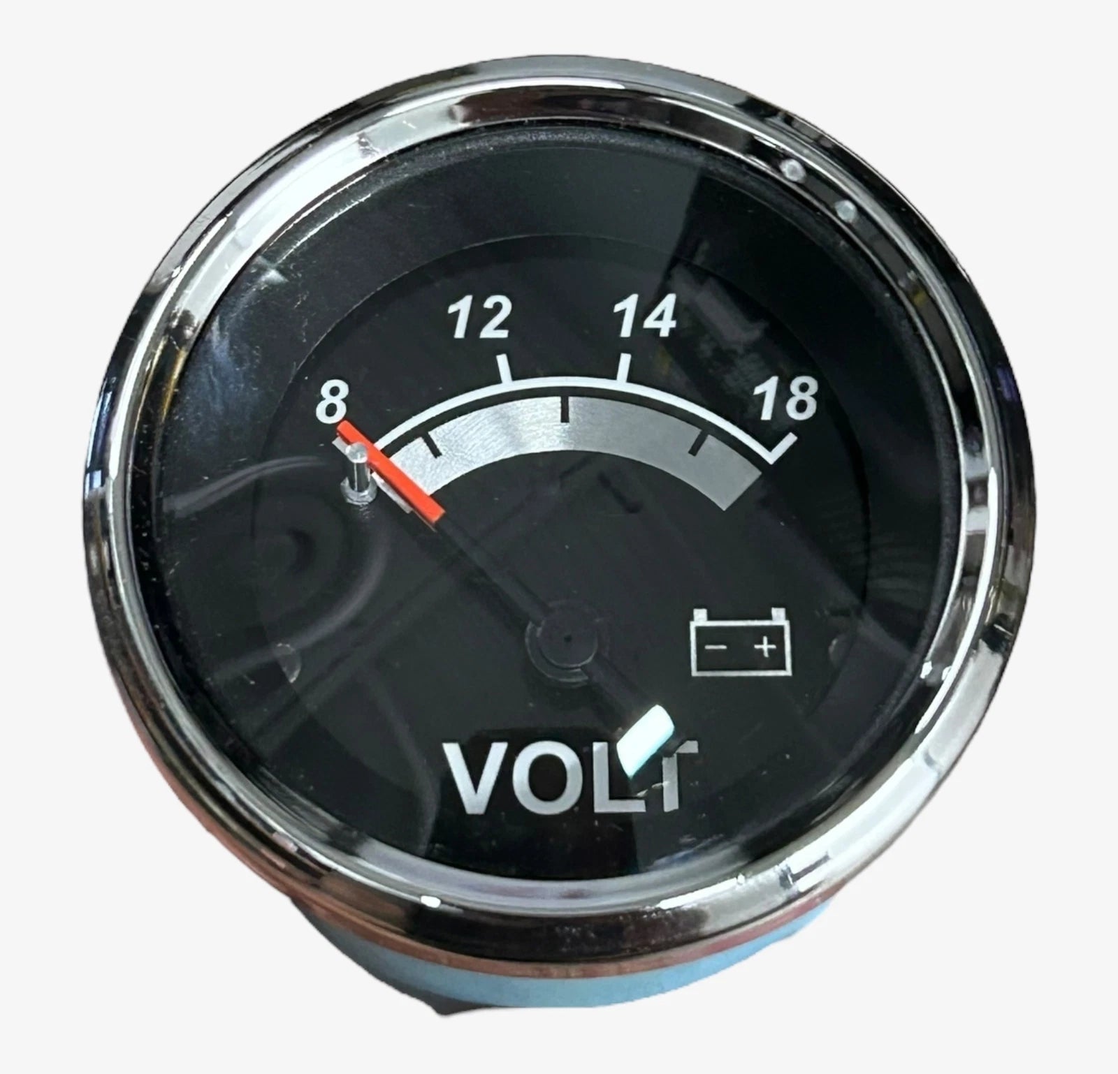 Volt Meter Gauge for Veethree 780814-PDFB (Black Face, Chrome Bezel)