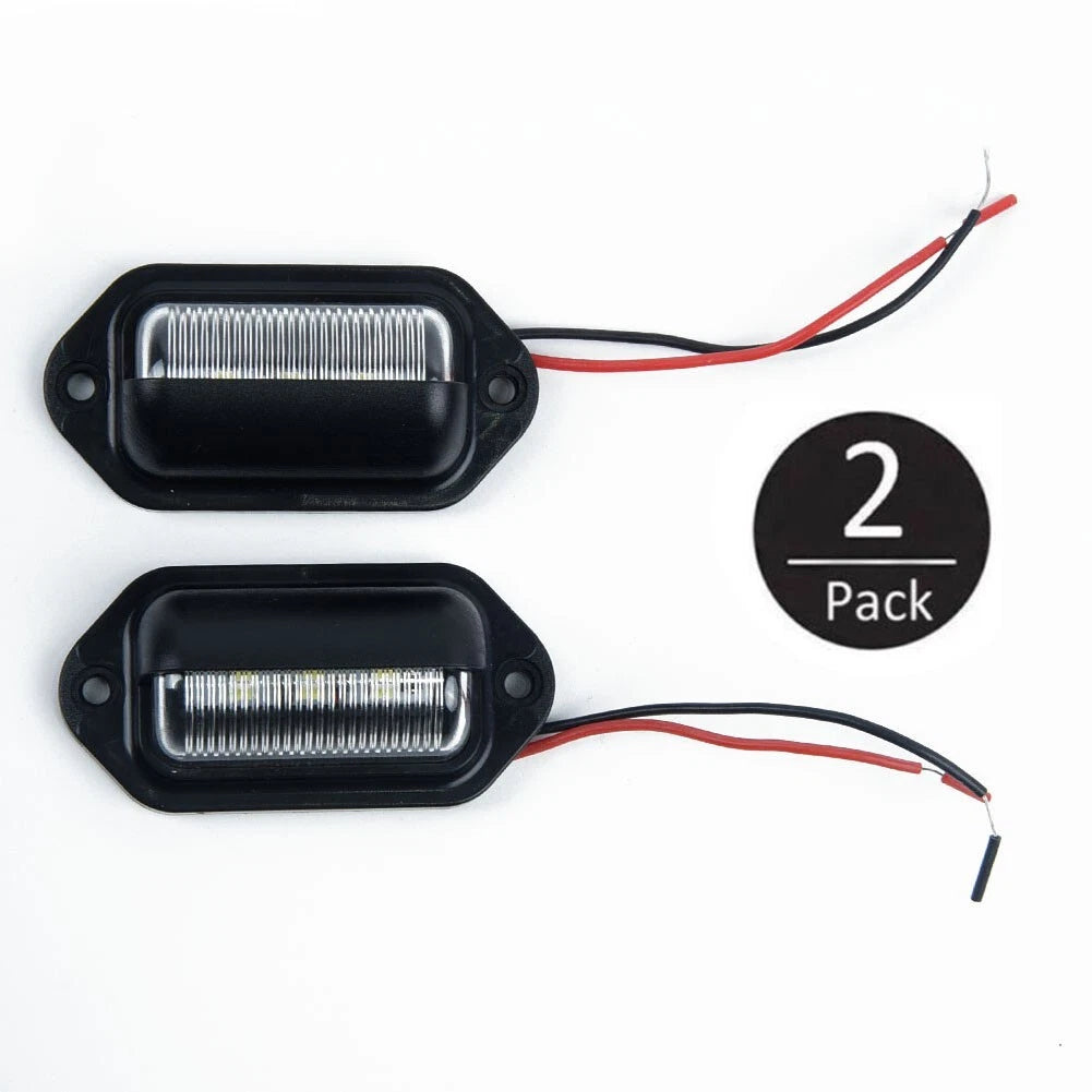 2X Waterproof LED License Plate Light for Universal Vehicles (12V)