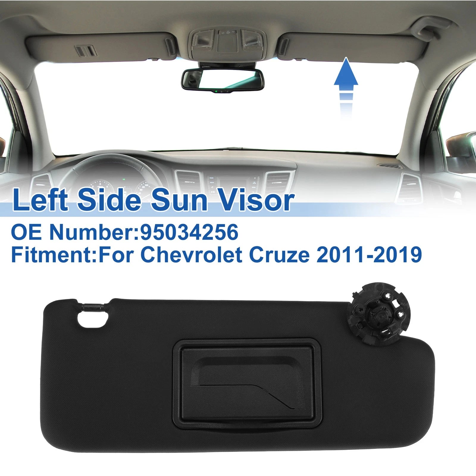 Right Side Sun Visor Replacement for Chevrolet Cruze (2011–2019) Black