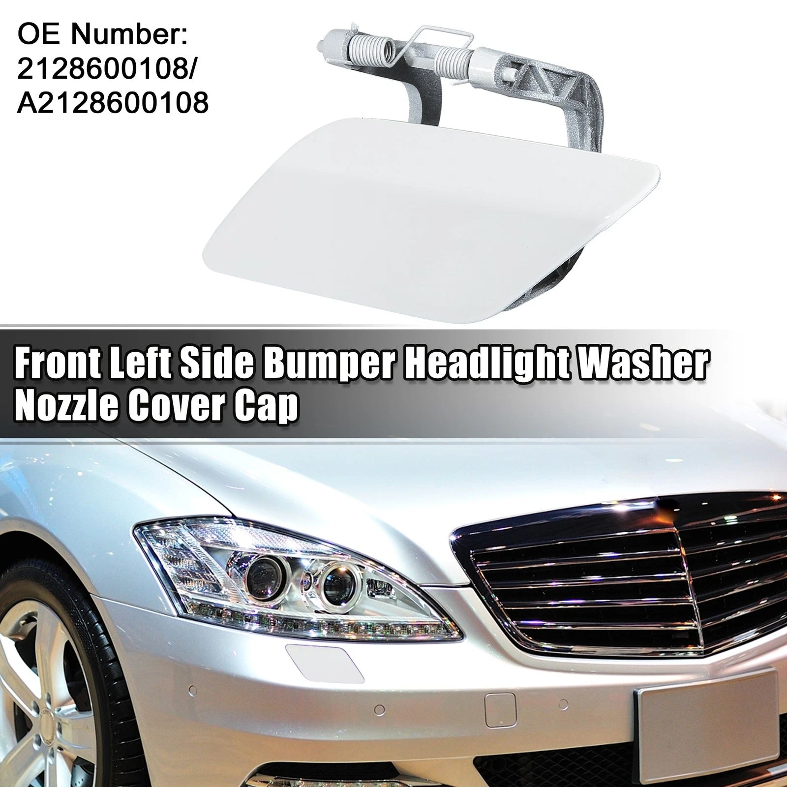 Front Left Side Bumper Washer Nozzle Cover Replacement for Mercedes E300 (2014–2023)