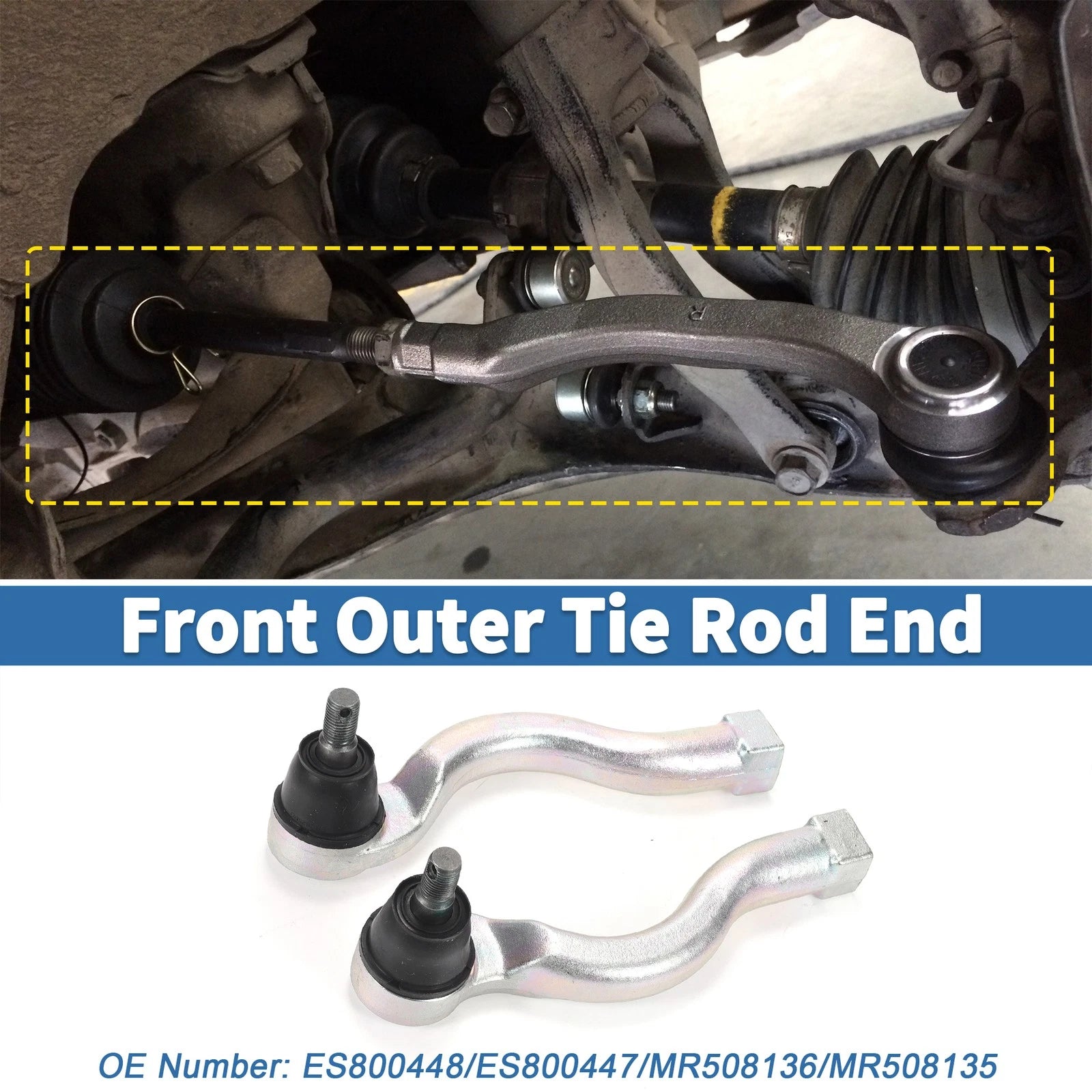 2pcs Front Outer Tie Rod Ends Links Replacement for Mitsubishi Montero (2001–2006)