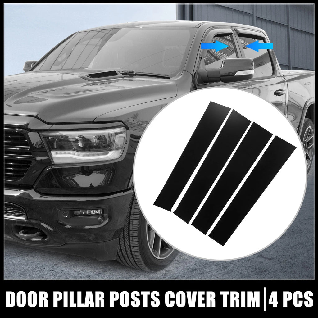 4 Pcs Door Panel Trim Pillar Posts Stickers for Dodge Ram (2010–2018)