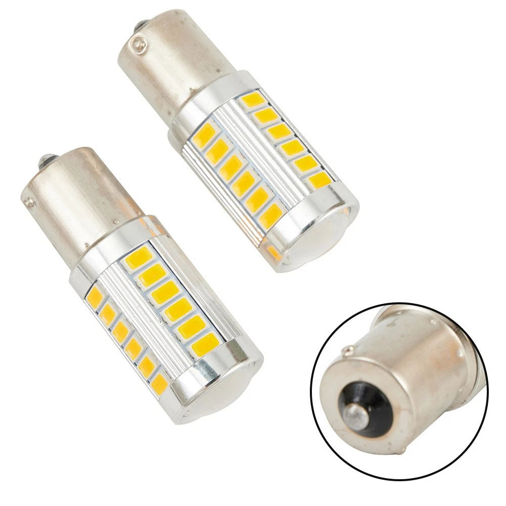 2X LED Light Bulbs Yellow 1156 for DC 12V Amber Blinker