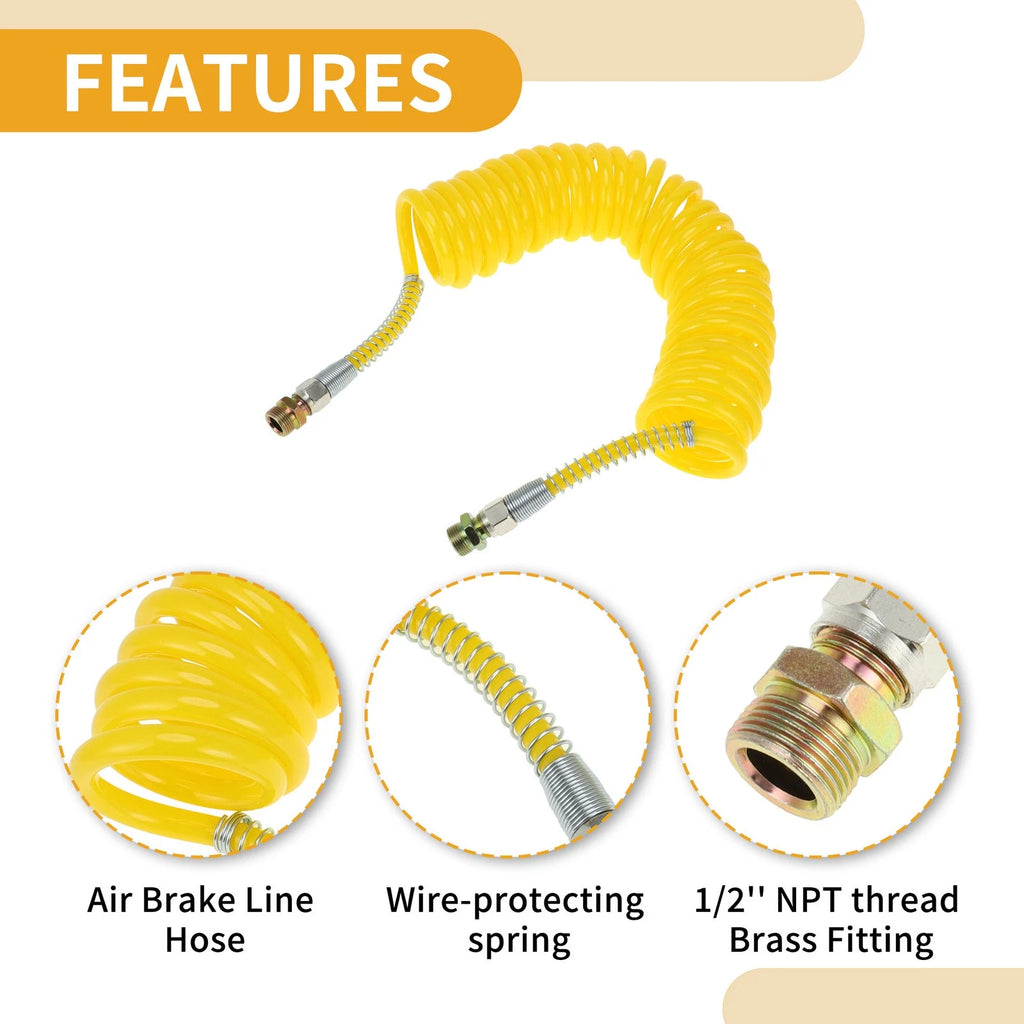 Air Brake Hose for Coiled Short Tail Line (24.5FT)