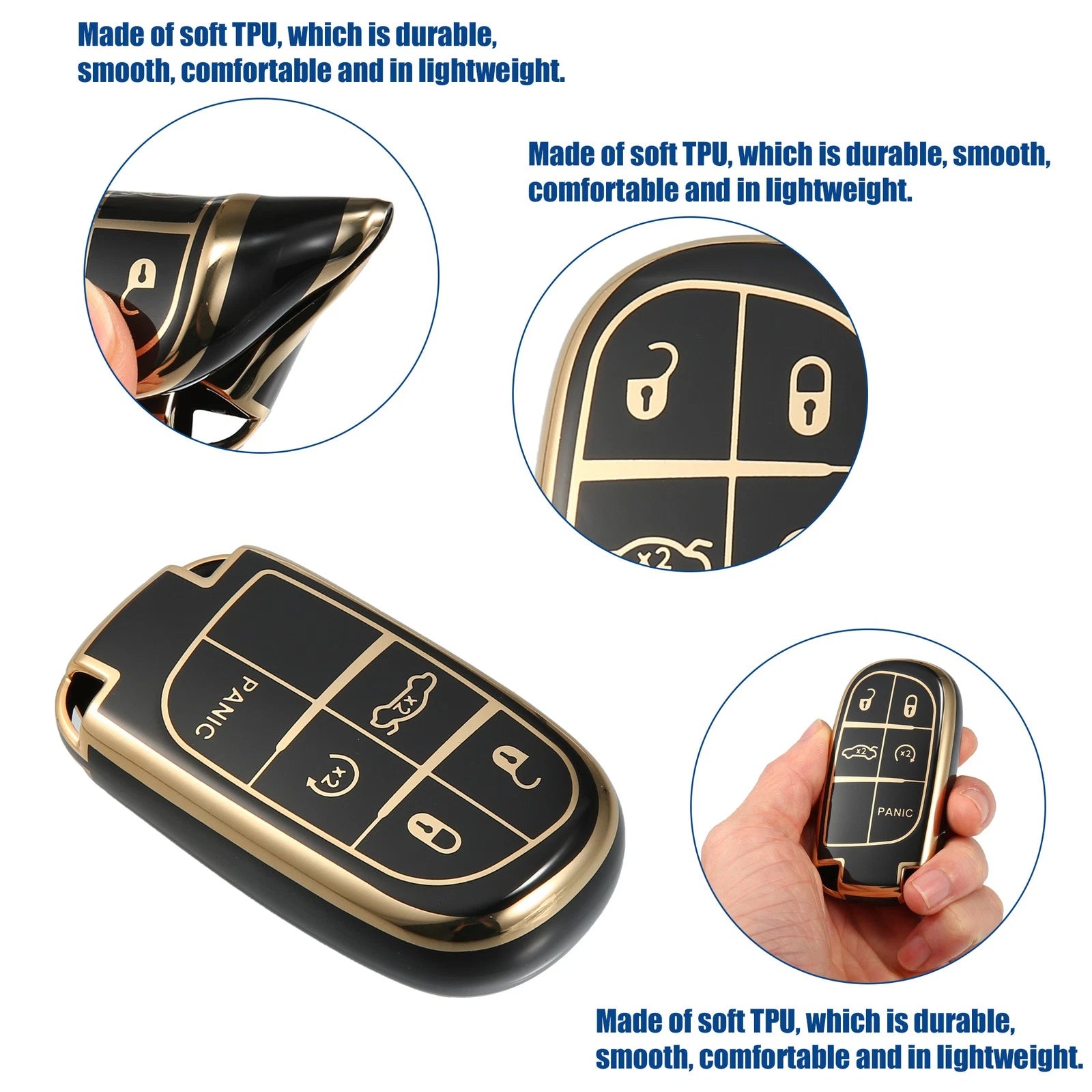 5 Button Keyless Entry Remote Cover for Dodge Charger Challenger Dart Black (2011–2019)