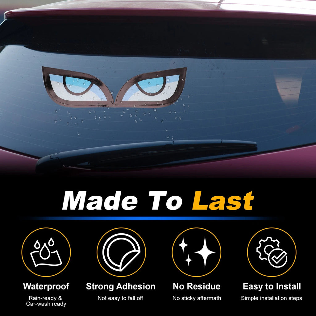 Reflective Bumper Decal for Car (White, Black Square Eye)
