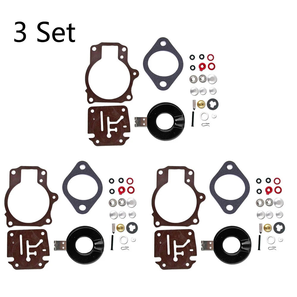 Set of 3 Carburetor Rebuild Kits for Johnson Evinrude 396701 (18-75HP)