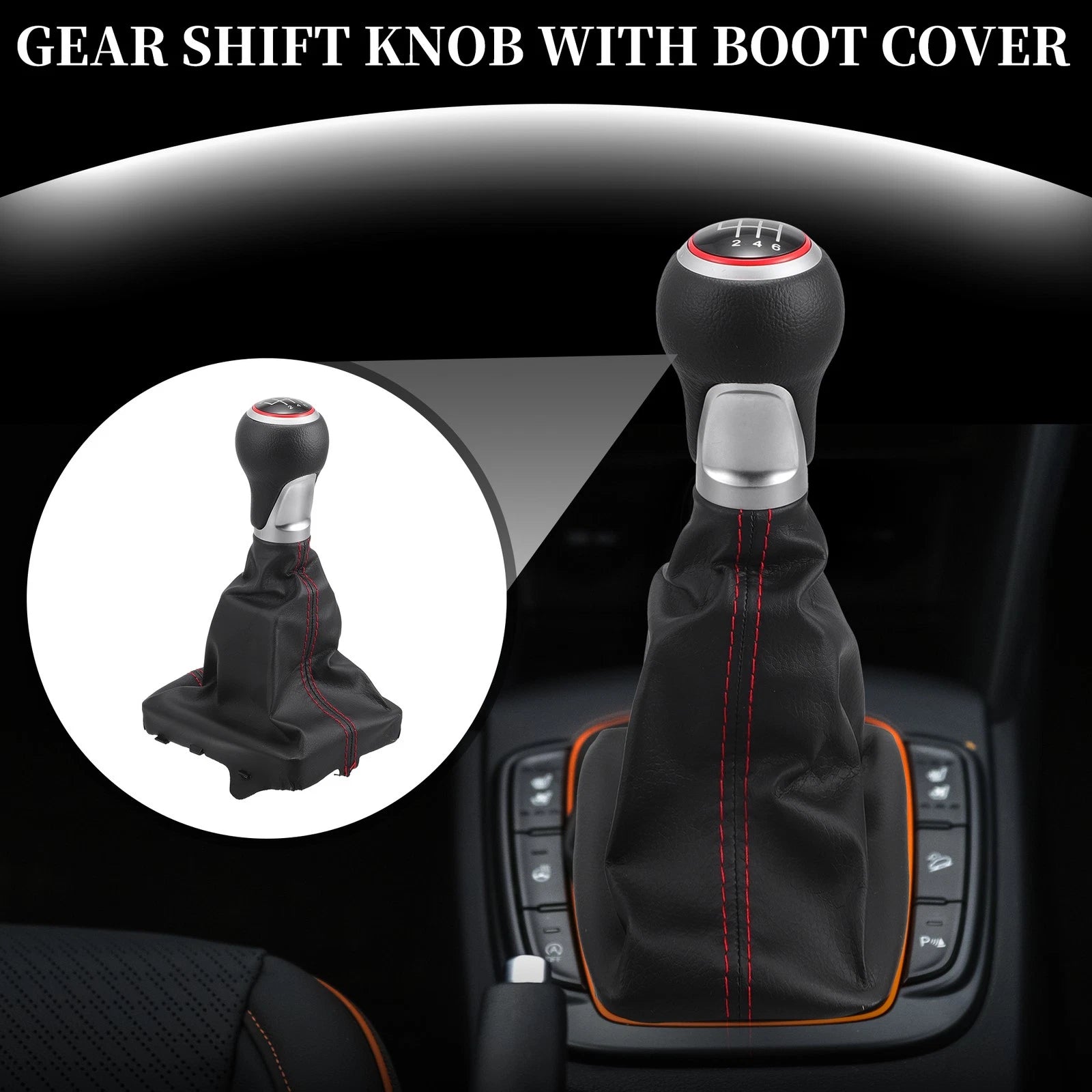 6 Speed Manual Shift Knob with Boot Cover for Audi A6 (2004–2008)