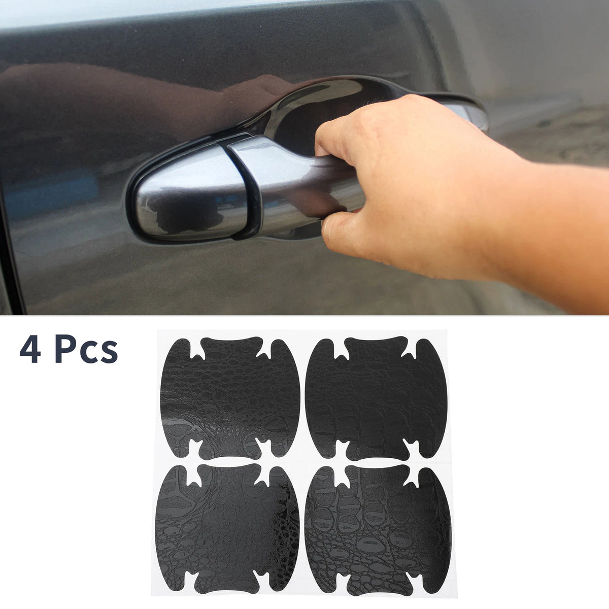 Set of 4 Car Door Handle Cup Covers Scratch Protectors Black 90x100mm