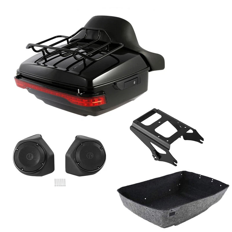 Trunk Backrest Mount Rack Speaker Light for Harley Touring (2009–2013)