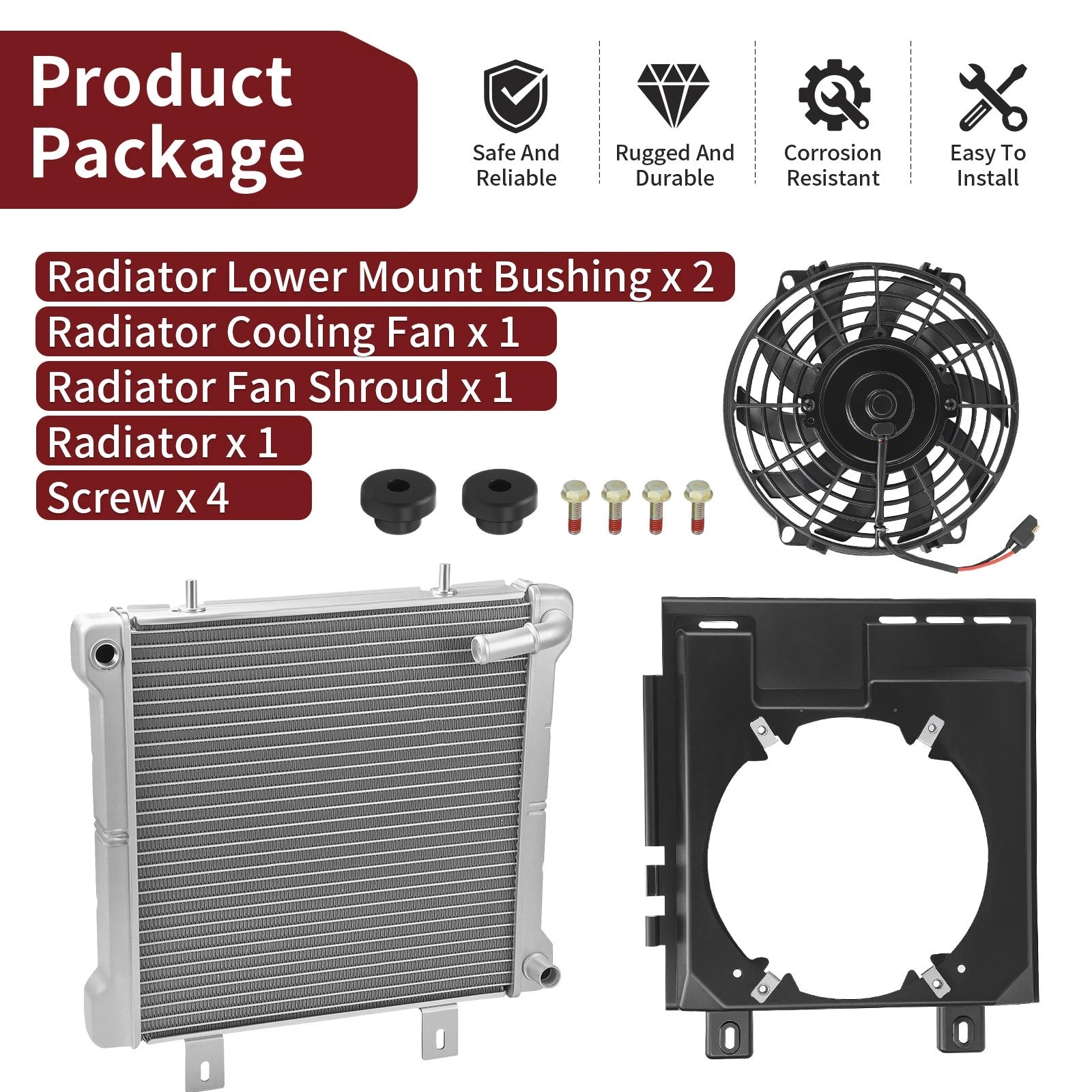 Radiator & Cooling Fan & Shroud Assy for Polaris Sportsman 500 (2000–2007)
