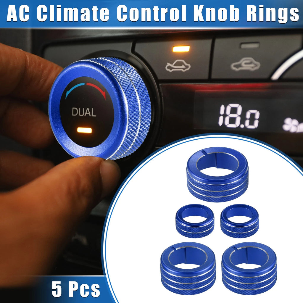 5 Pcs AC Climate Control Knob Rings Durable Blue for Toyota 4Runner (2010–2022)