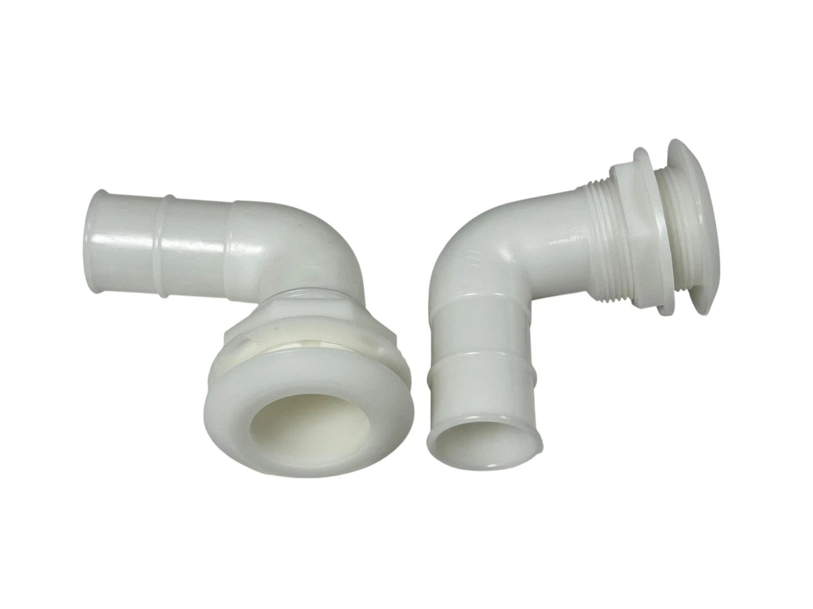 2X 90 Degree Plastic Thru Hull for Boat (1.5in, White)